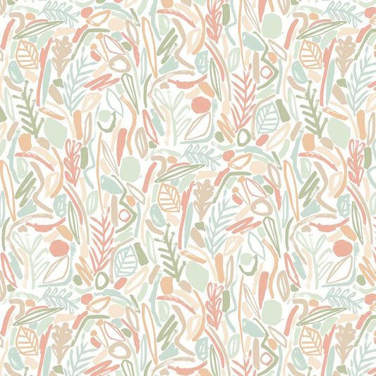 Verdure - Sage & Apricot Wallpaper