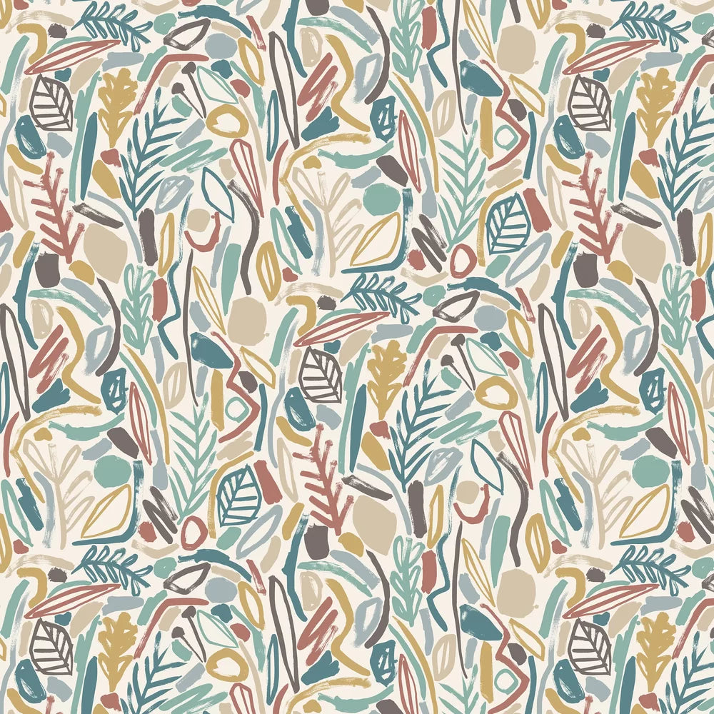 Verdure - Teal & Cinnamon Wallpaper