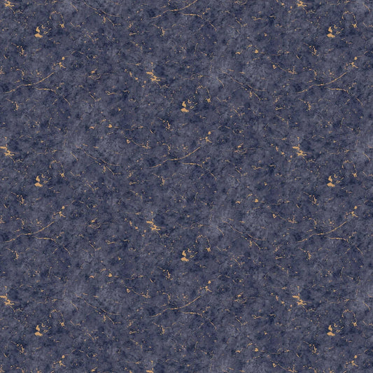 Gilded Plaster - Navy Copper Wallpaper