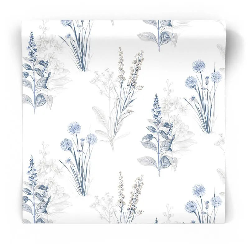 Flora Blue & Grey - Wallpaper Inn
