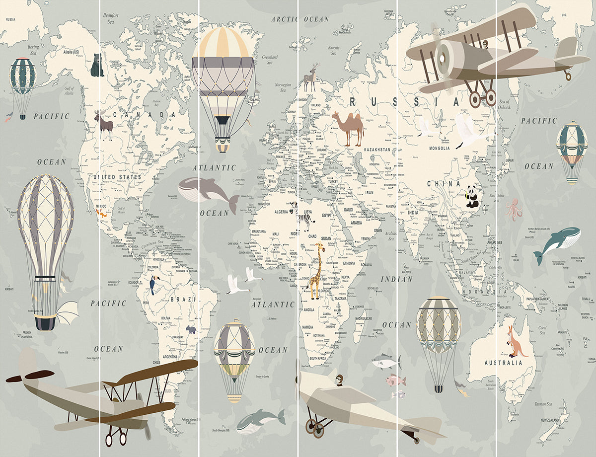 Map of the World Wall Mural Wallpaper Inn