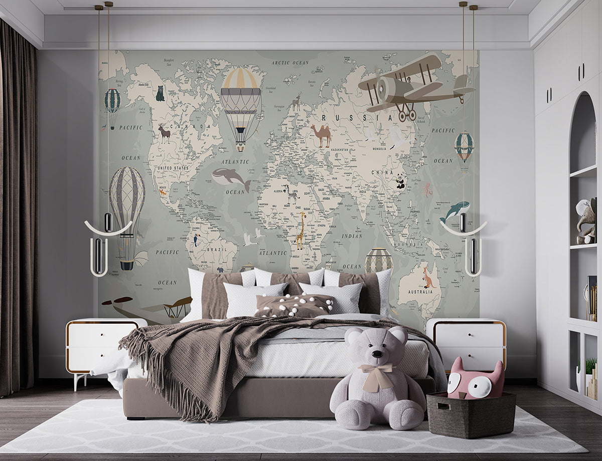 Map of the World Wall Mural Wallpaper Inn