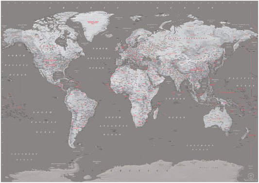 All Natural Earth Monotone Map Mural Wallpaper Inn