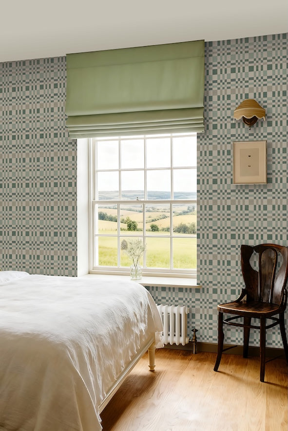Bergan Green/Natural Wallpaper - Wallpaper Inn 