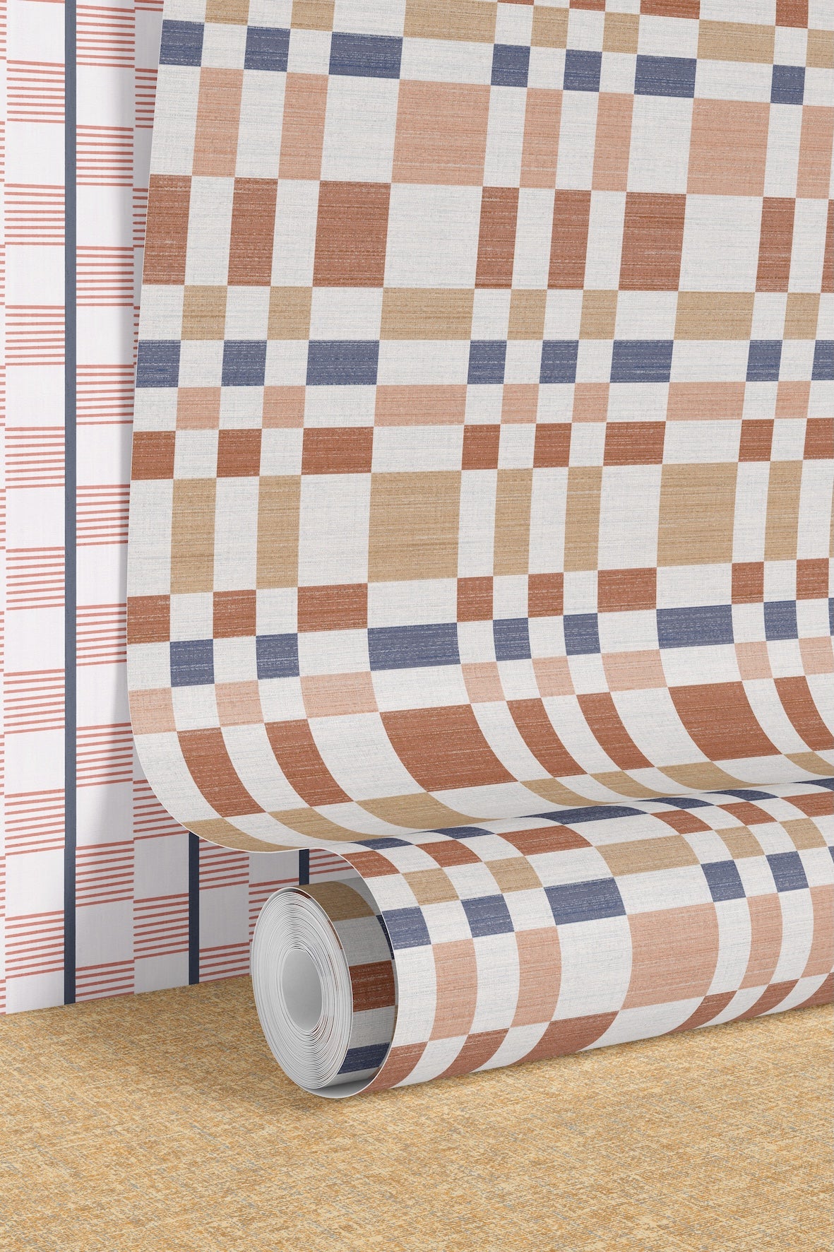 Beran Terracotta/Denim Wallpaper