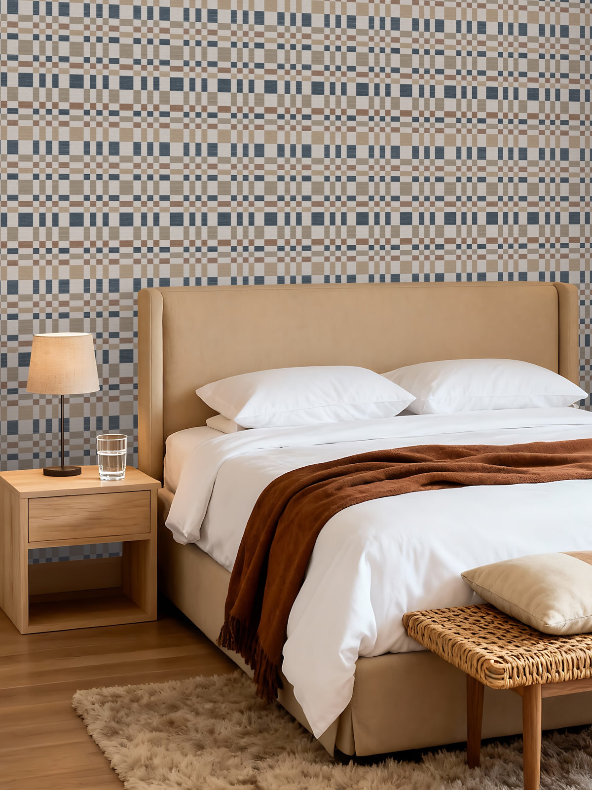Beran Navy/Natural Wallpaper