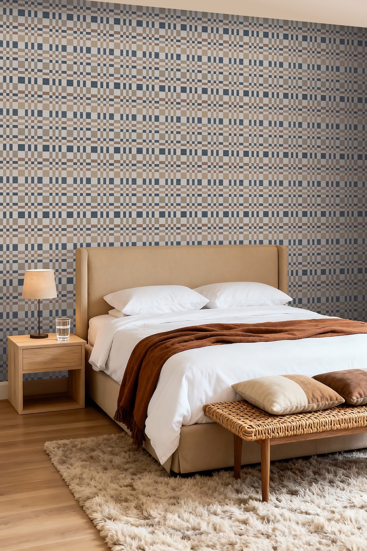 Beran Navy/Natural Wallpaper