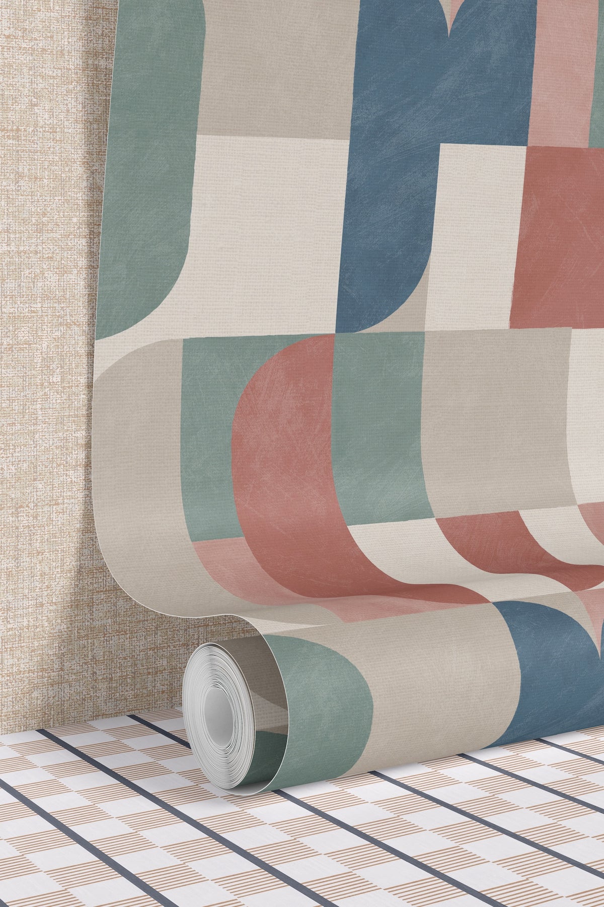 Atton Salmon/Teal Wallpaper