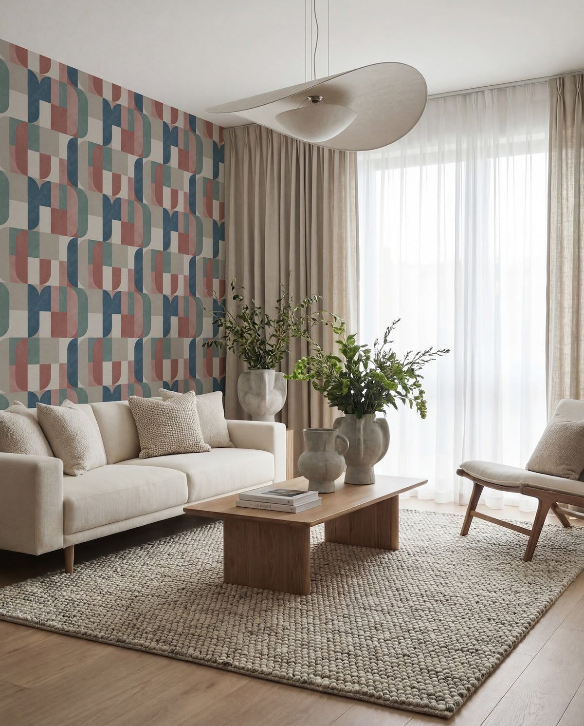 Atton Salmon/Teal Wallpaper
