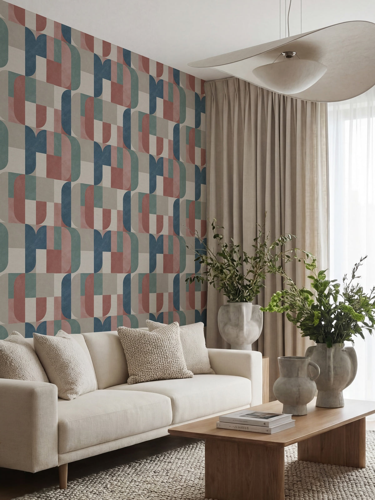 Atton Salmon/Teal Wallpaper