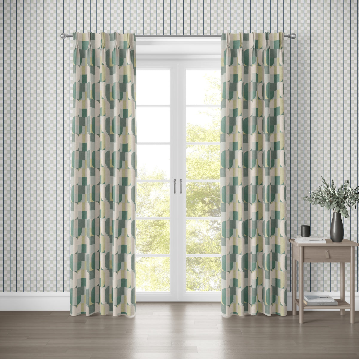 Atton Green/Natural Fabric