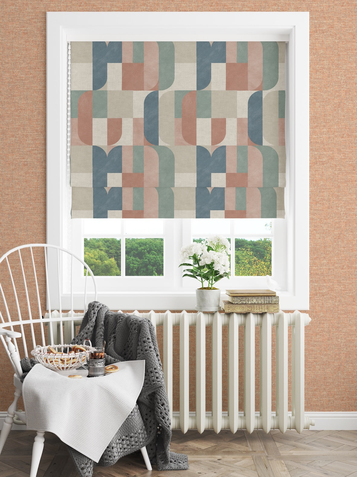Atton Salmon/Teal Fabric