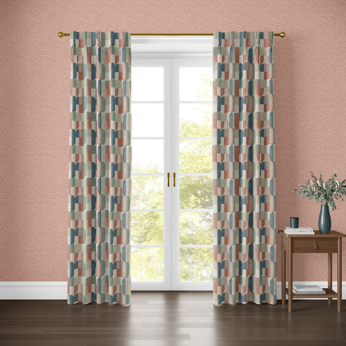 Atton Salmon/Teal Fabric
