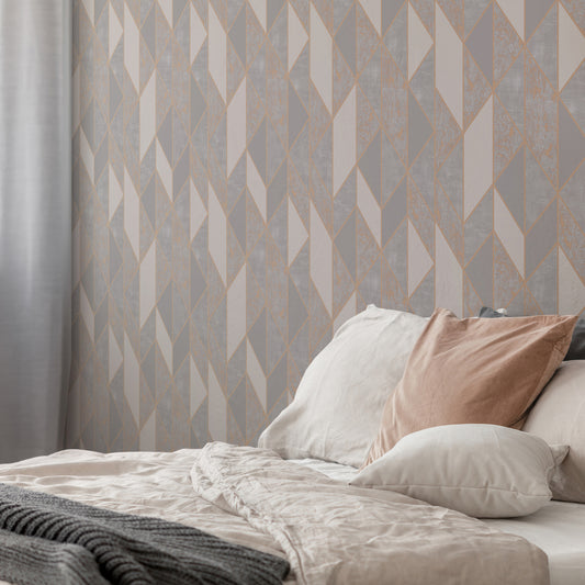 Milan Geo Rose Gold Wallpaper