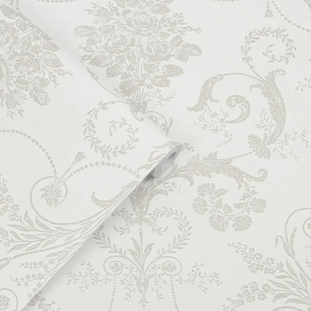 Josette Dove Grey / White Wallpaper Wallpaper Inn