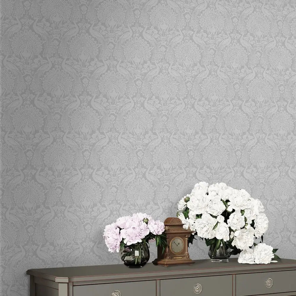 Peacock Damask Wallpaper Wallpaper Inn