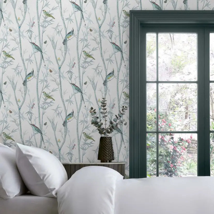 Chinoiserie Bird Trail Wallpaper - Wallpaper Inn