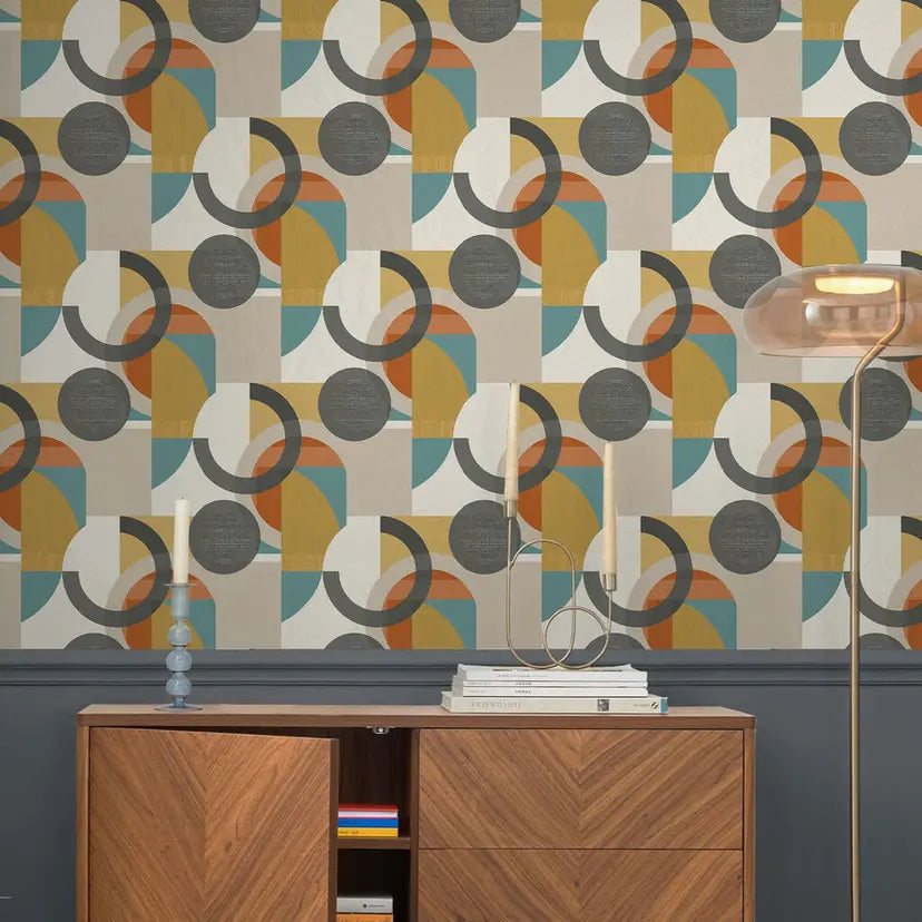 Retro Shapes Geo Wallpaper Wallpaper Inn