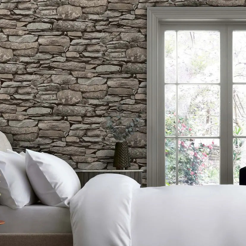 Ledgestone Wall Neutral Wallpaper Wallpaper Inn