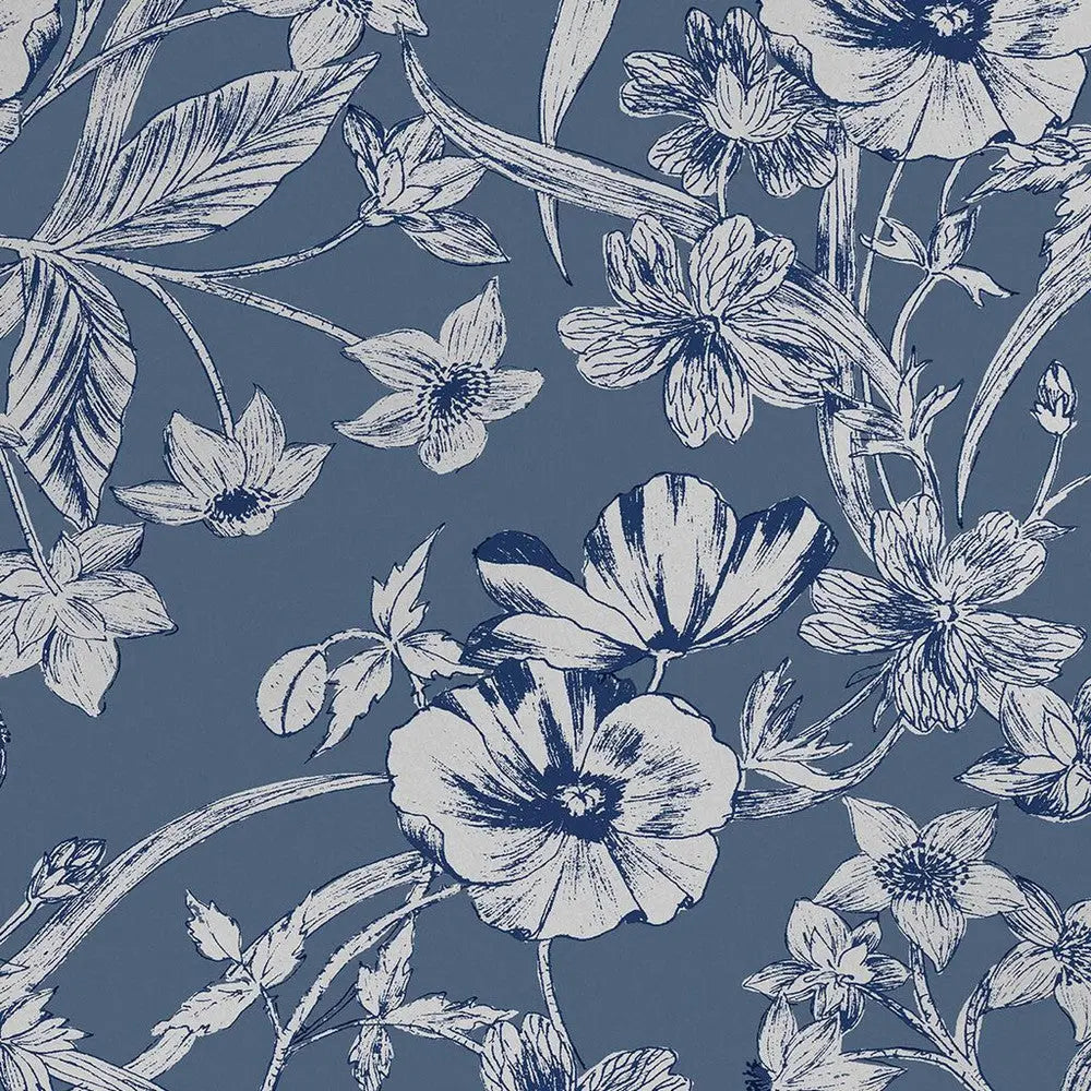 Summerhill Midnight Blue Wallpaper Wallpaper Inn