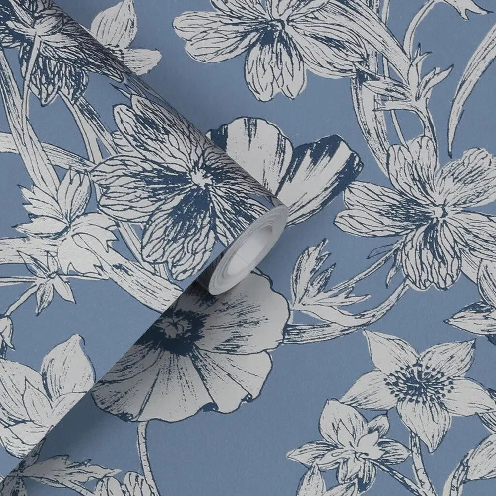 Summerhill Midnight Blue Wallpaper Wallpaper Inn