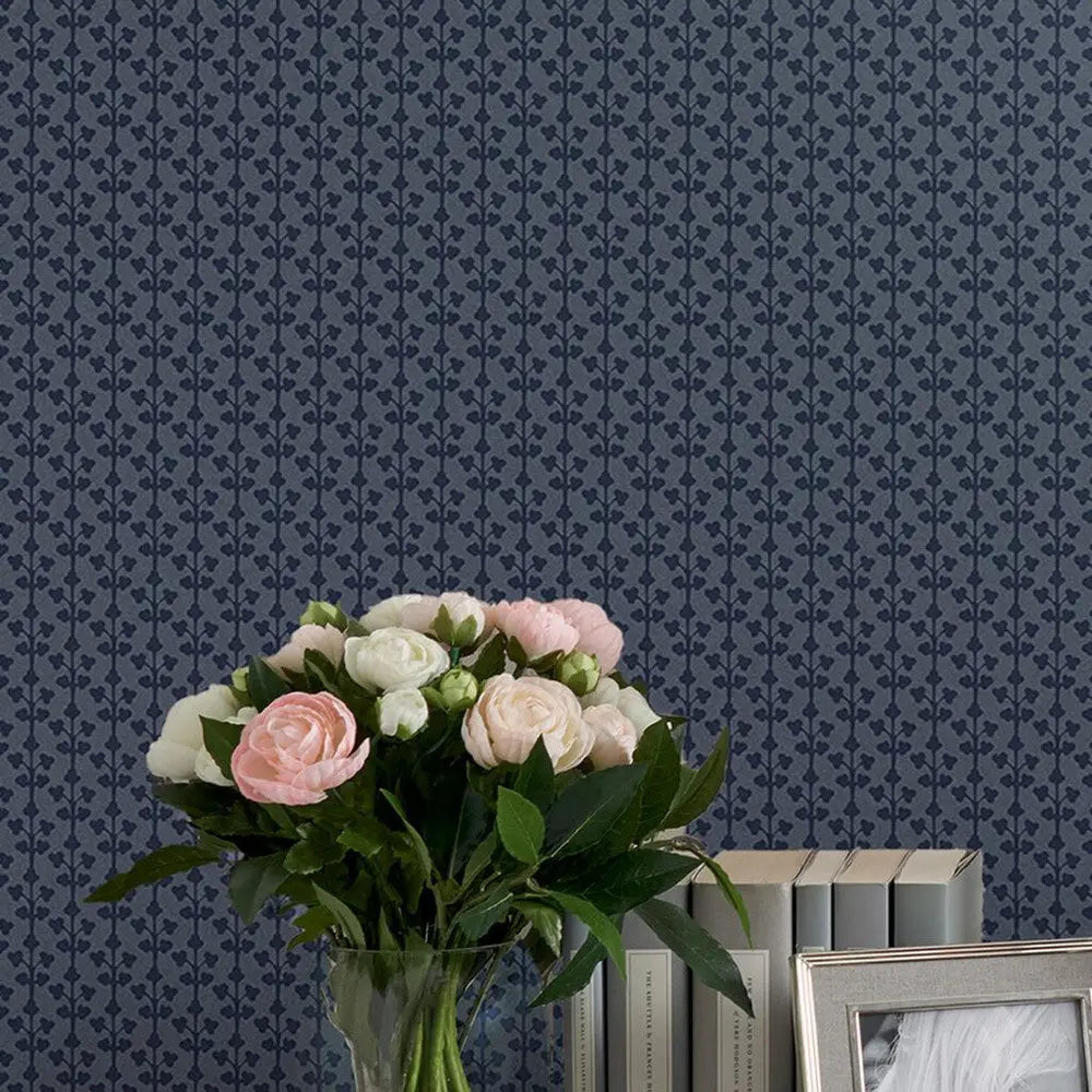 Seaham Midnight Blue Wallpaper Wallpaper Inn