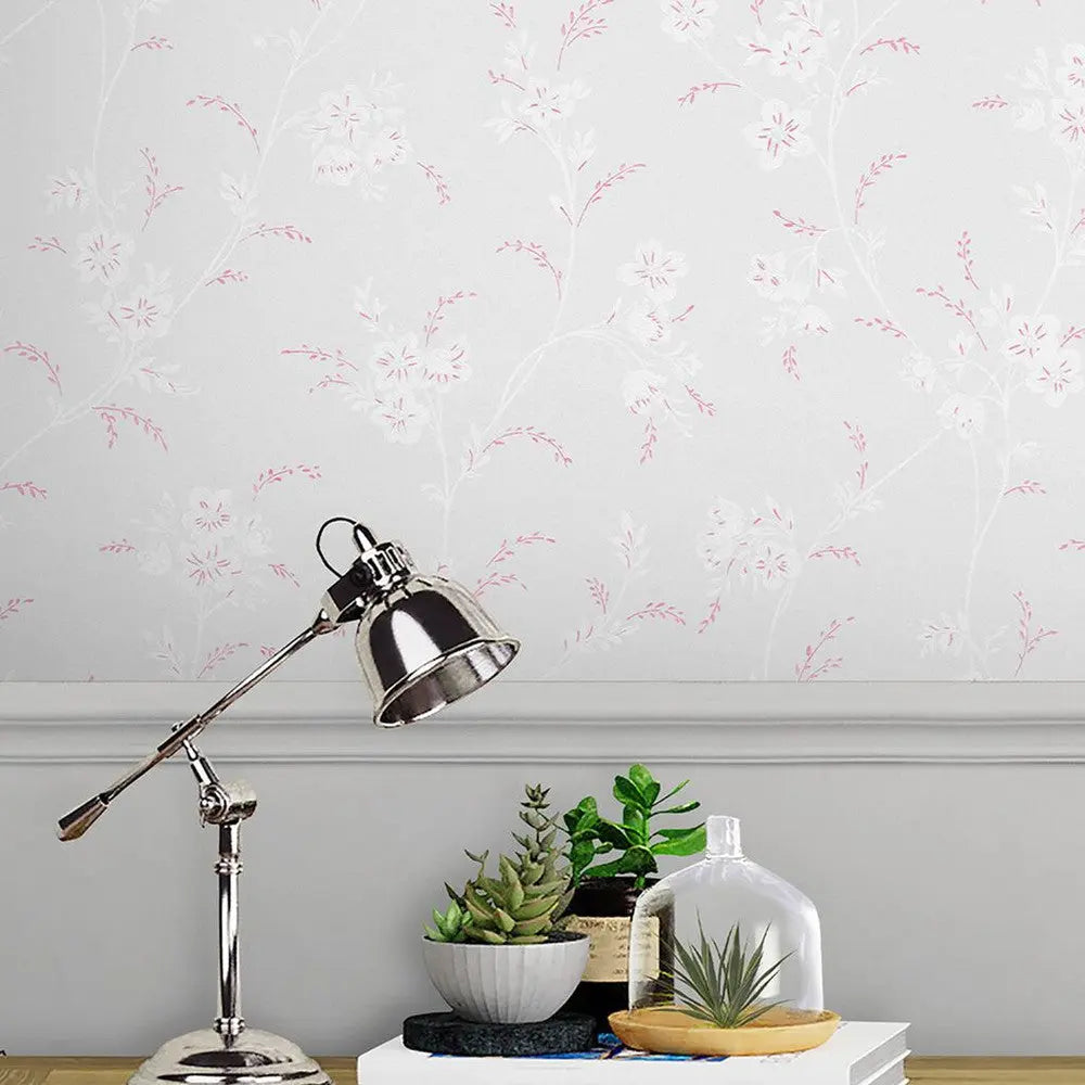 Eva Floral Sugared Grey Wallpaper Wallpaper Inn