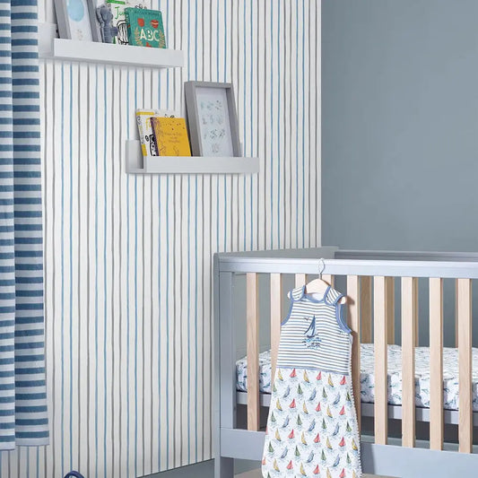 Painterly Stripe Wallpaper Blue Wallpaper Inn