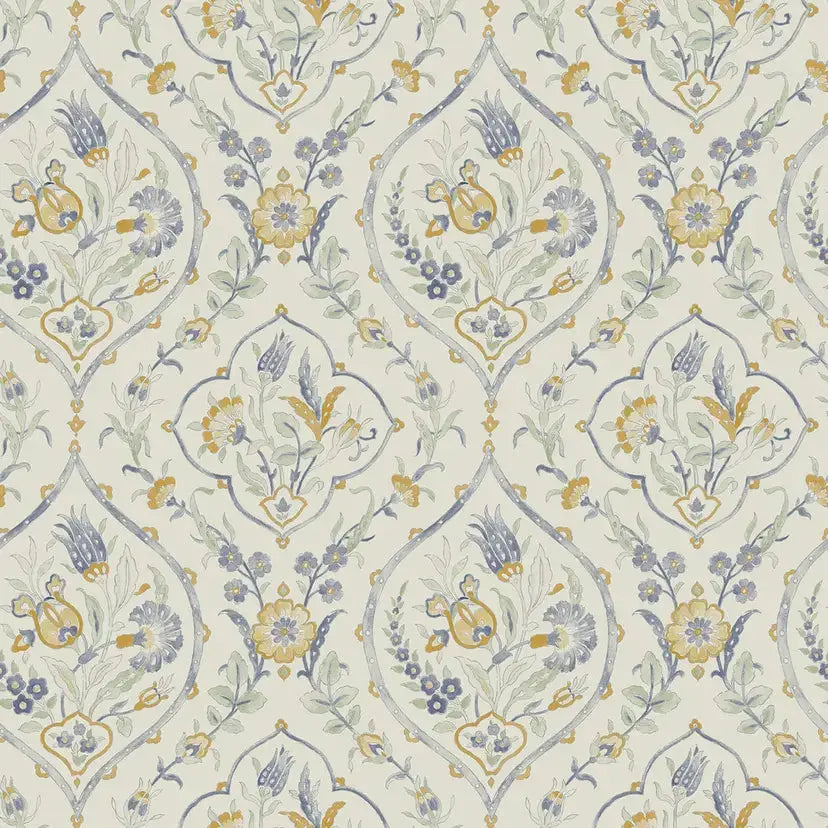 Foscot Damask Wallpaper - Ochre Yellow Wallpaper Inn