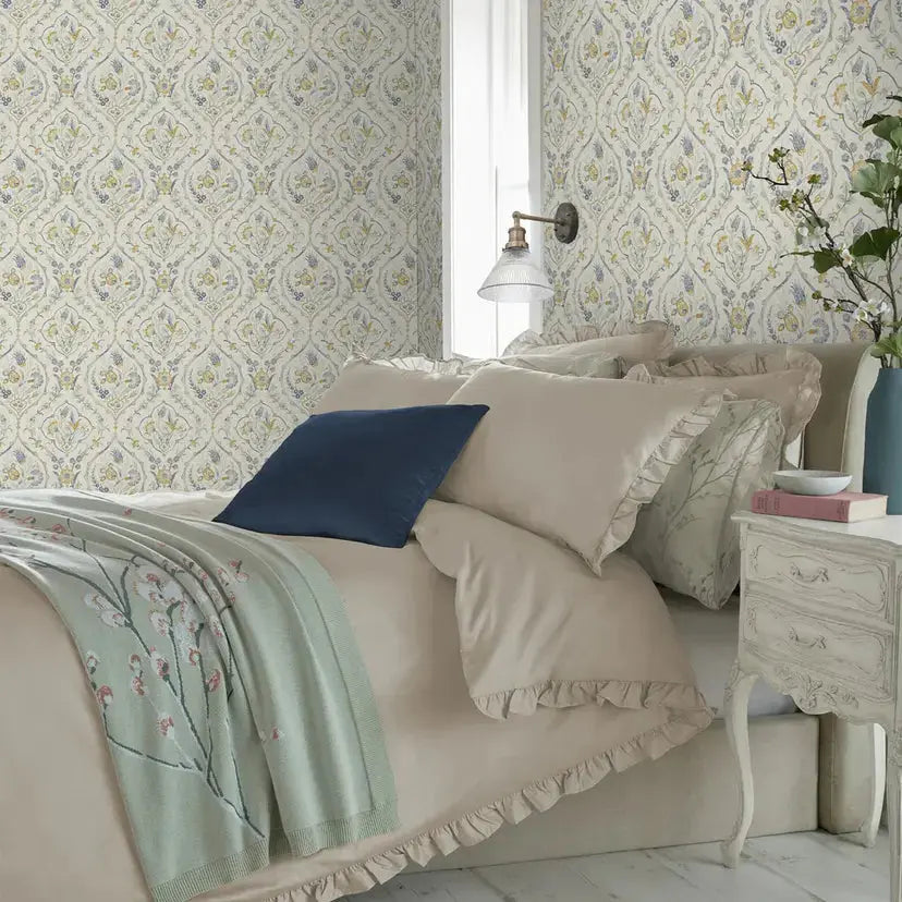 Foscot Damask Wallpaper - Ochre Yellow Wallpaper Inn