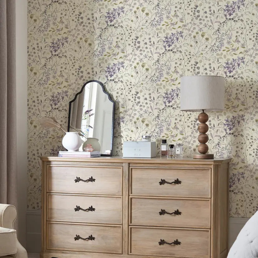 Watercolour Floral Purple Wallpaper Wallpaper Inn