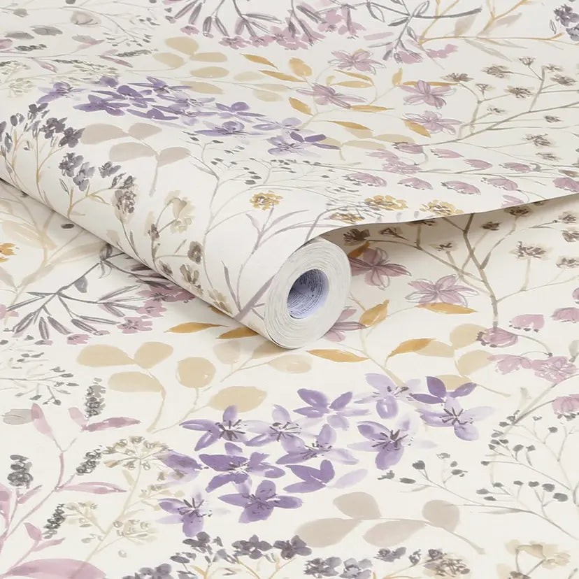 Watercolour Floral Purple Wallpaper Wallpaper Inn