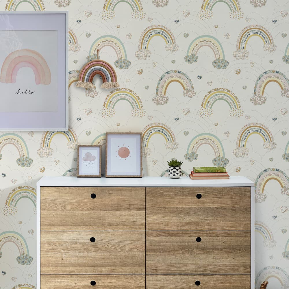 Ditsy Rainbow Pastel Wallpaper Wallpaper Inn