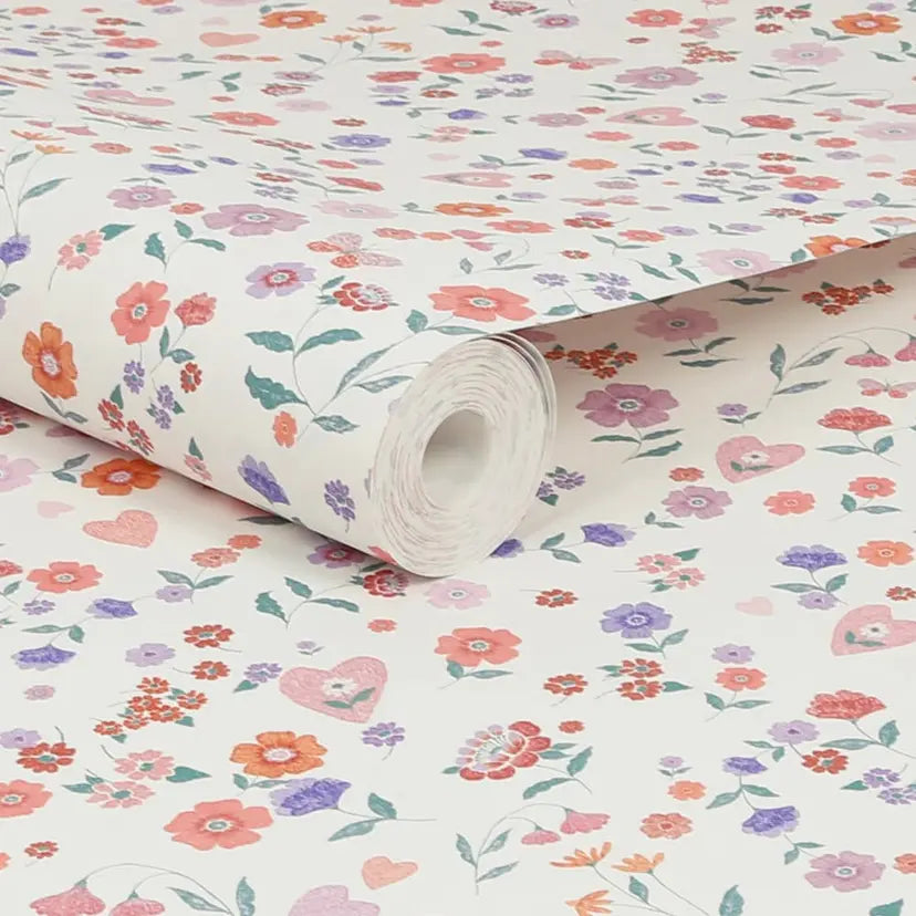 Woodland Ditsy Lavender and Peach Wallpaper Wallpaper Inn