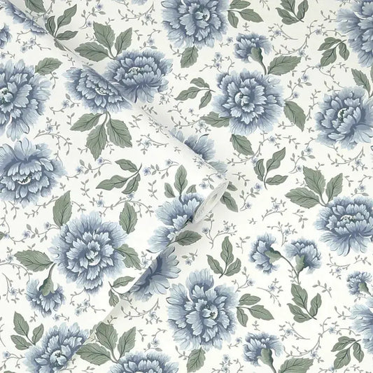 Pickworth Posy Wallpaper - Pale Seaspray Blue Wallpaper Inn