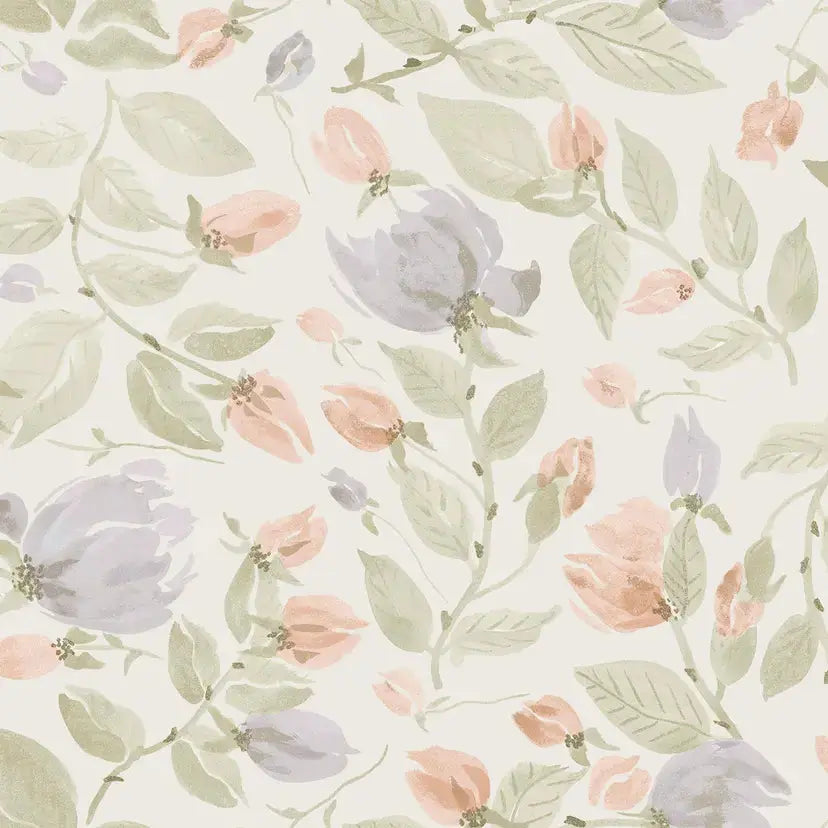 Orisia Peony Wallpaper - Pale Sage Green Wallpaper Inn