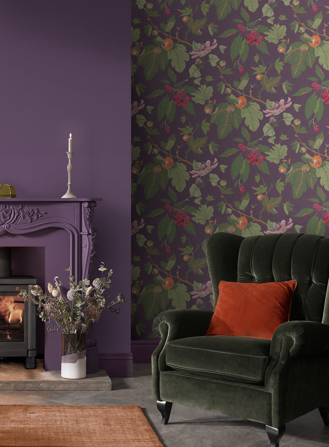Craftwork Trail Plum Wallpaper – Wallpaper Inn