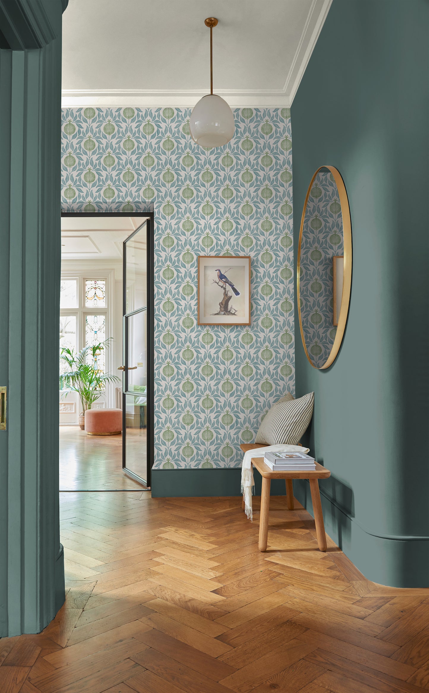 Apple of Grenada Blue & Green Wallpaper