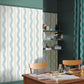 Laurel Leaf Stripe Blue & Green Wallpaper