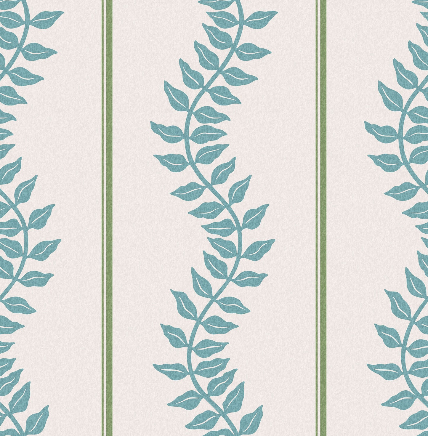 Laurel Leaf Stripe Blue & Green Wallpaper