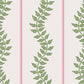 Laurel Leaf Stripe Pink & Green Wallpaper