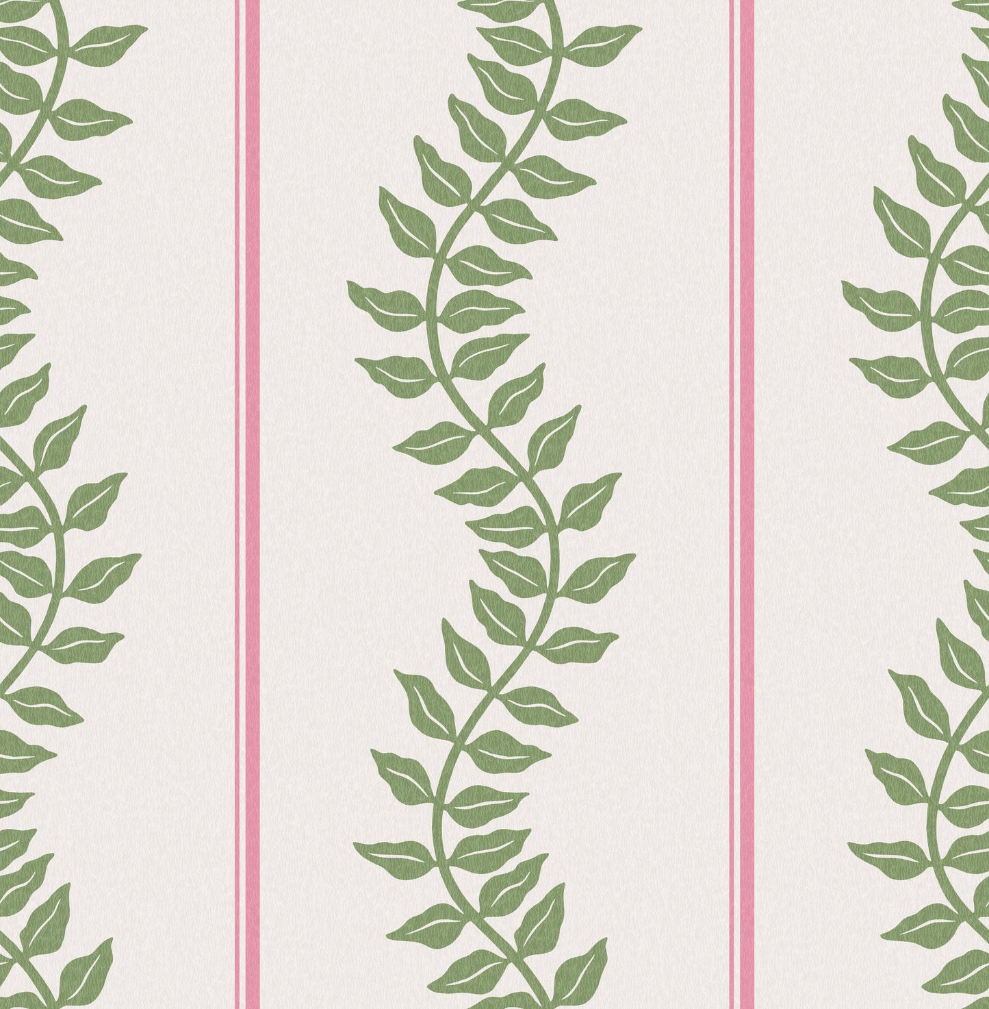 Laurel Leaf Stripe Pink & Green Wallpaper