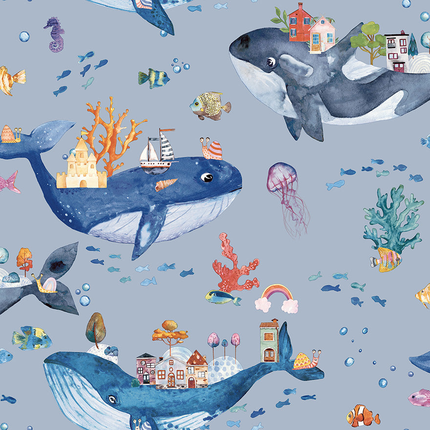 Whale Town Kids Wallpaper Wallpaper Inn