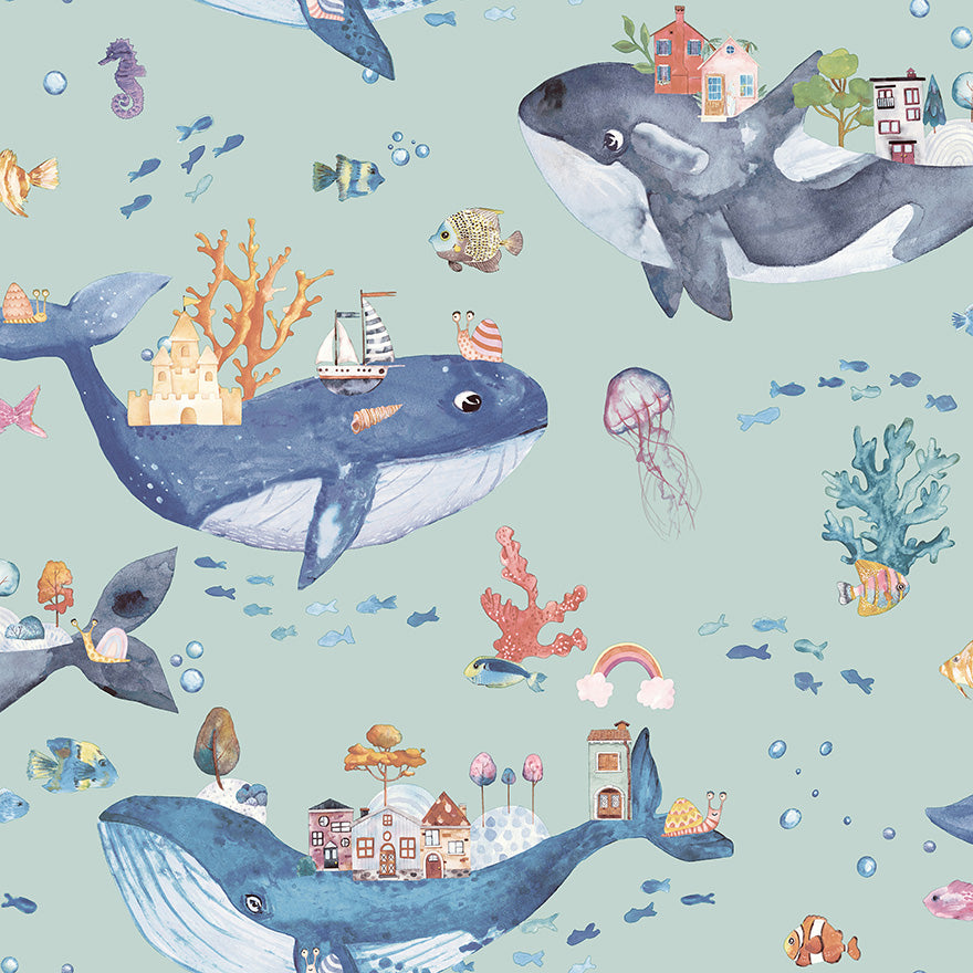 Whale Town Kids Wallpaper Wallpaper Inn