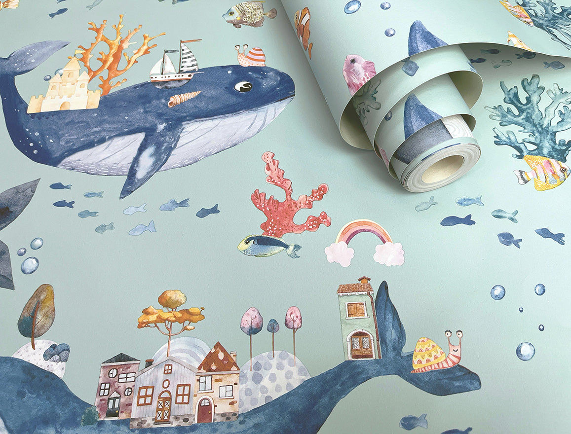 Whale Town Kids Wallpaper Wallpaper Inn