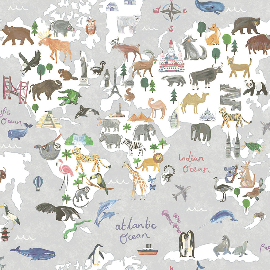 Animal Maps Kids Wallpaper Wallpaper Inn