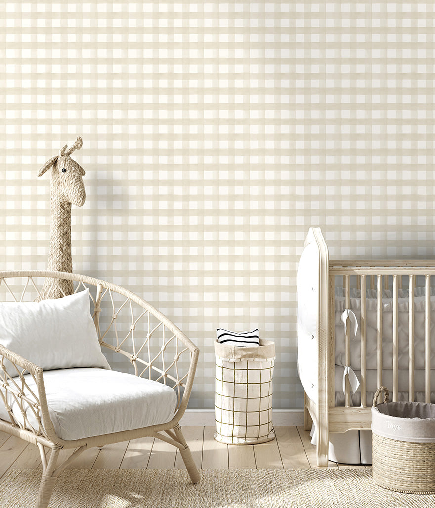 Watercolour Gingham Kids Wallpaper Wallpaper Inn