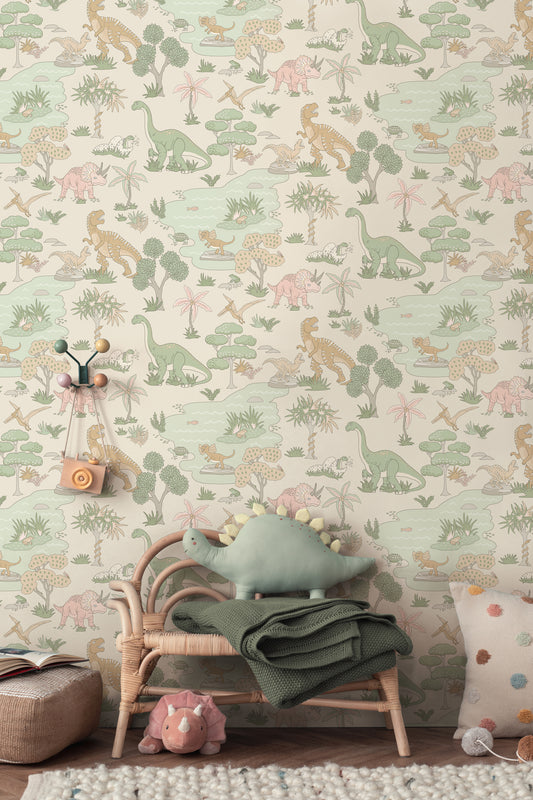 Dino Zoo Pink / Sage