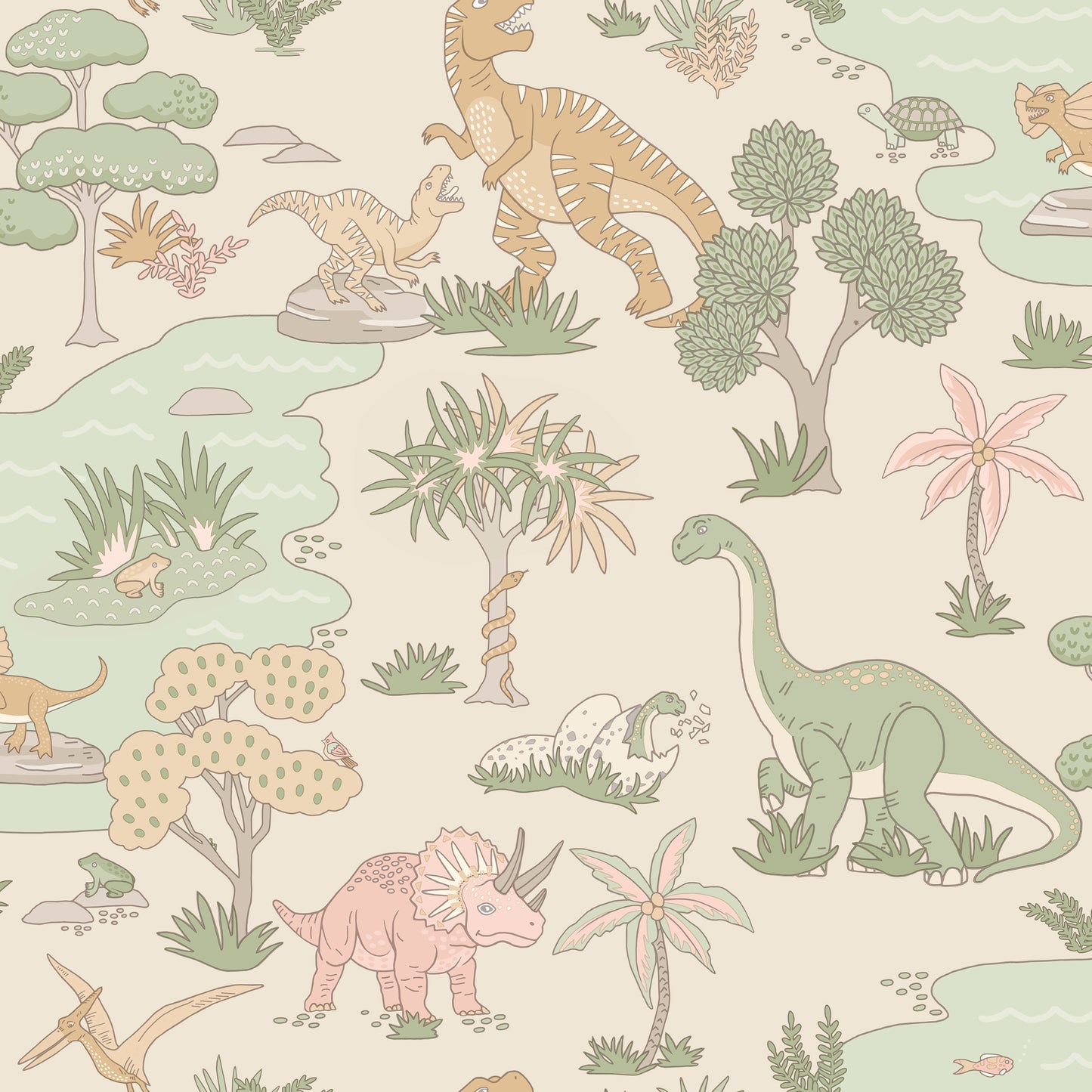 Dino Zoo Pink / Sage