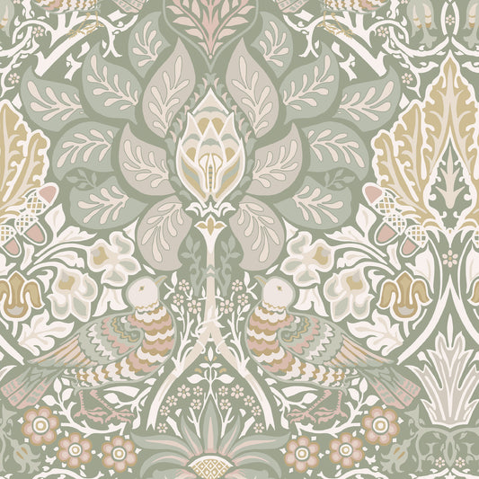 Dove & Rose Spring Woodland Wallpaper
